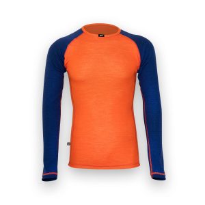 Merino termo panske tricko dlhe oranzovo modre z predu