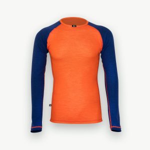 Merino termo panske tricko dlhe oranzovo modre na sedom