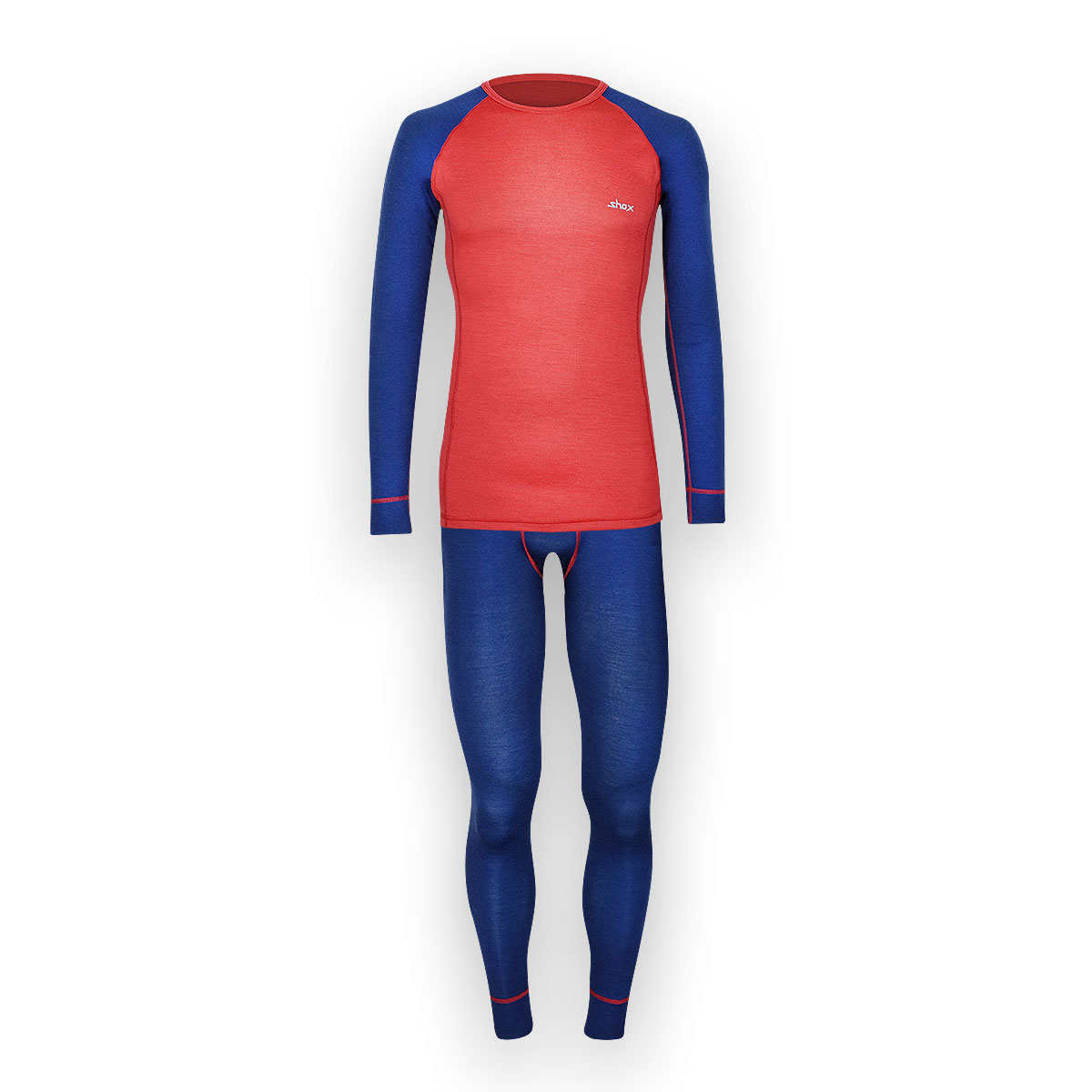 Pánsky merino set - tričko a spodky - tmavo modrá / červená, XXL - Large