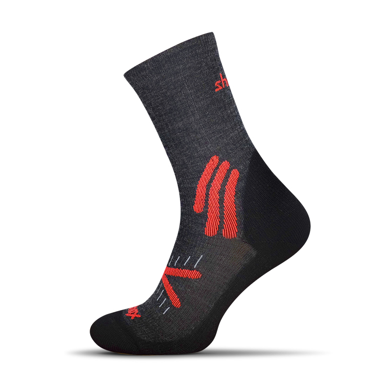 Merino Hiking ponozky - sivo - červená, M (41-43)